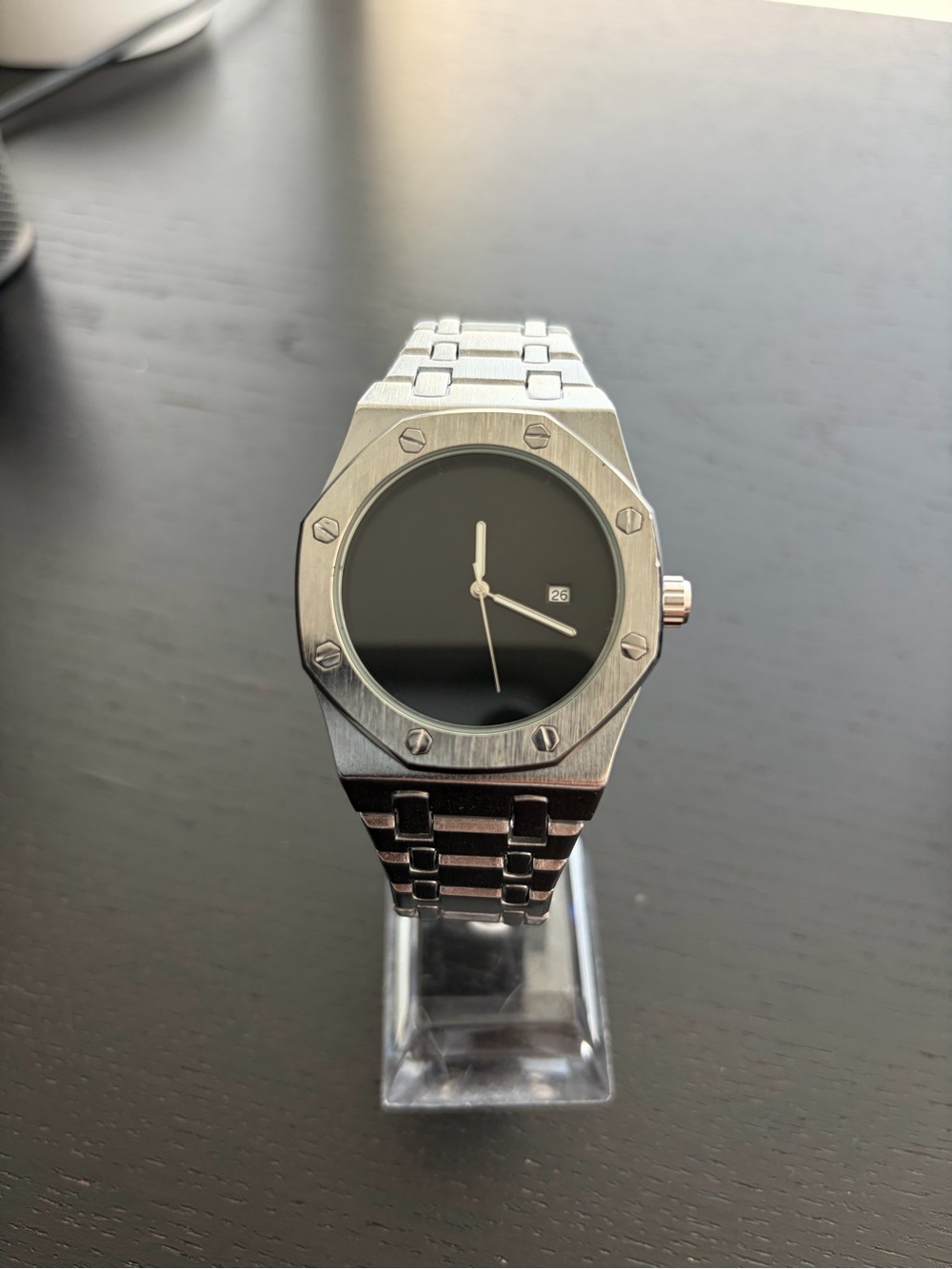 Jumbo Royal Oak Style Watch with Black Dial